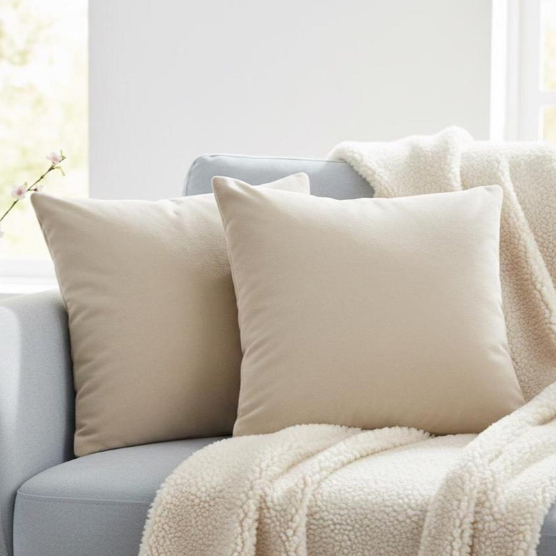 Alauna Black Cushion Cover, Beige