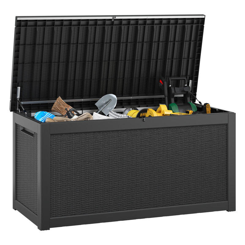Boîte de rangement en résine 60 gallons, Noir, H 20 po x l 42 po x P 17 po