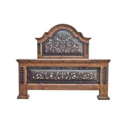 Sierra Ornate Hand-Tooled Leather King Panel Bed