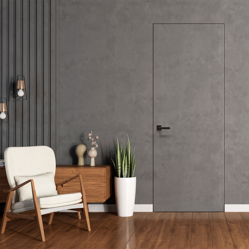 Porte intérieure inversée invisible en bois manufacturé à noyau solide sans cadre, Oui, 32 po x 80 po, Blanc apprêté
