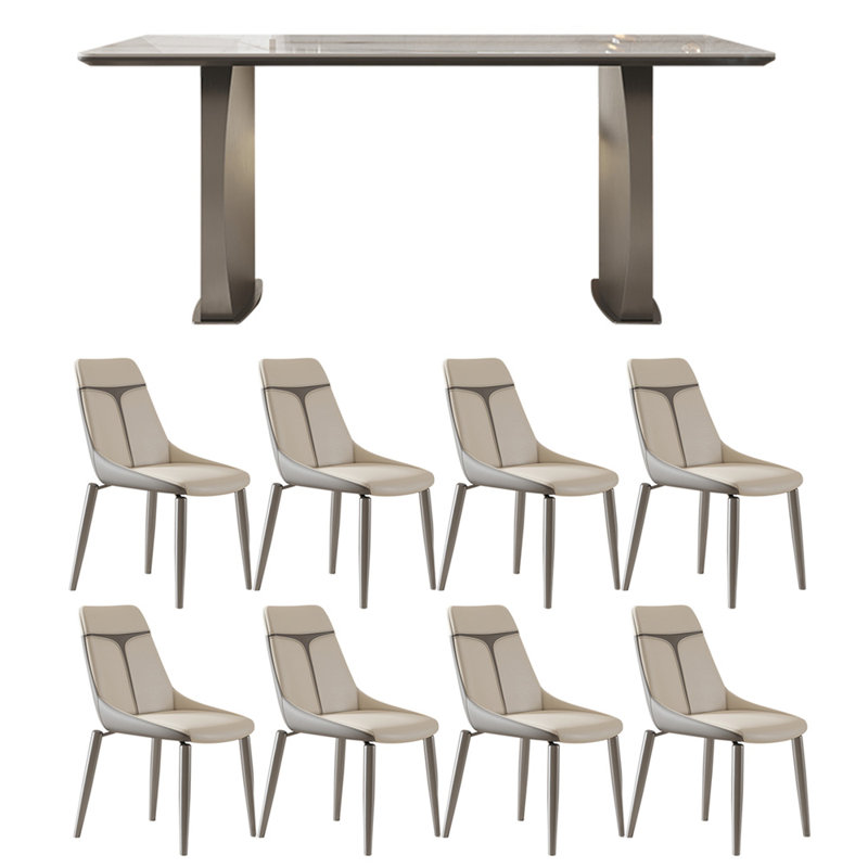 Modern light luxury rectangular dining table set, 29.5"H x 70.8"L x 35.4"W
