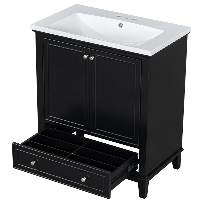 Meuble-lavabo 30 po avec lavabo, Noir