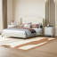 Ensemble de chambre à coucher 3 pièces avec grand lit plateforme tapissier en cuir PU et élégante table de chevet en PU avec 2 tiroirs, beige