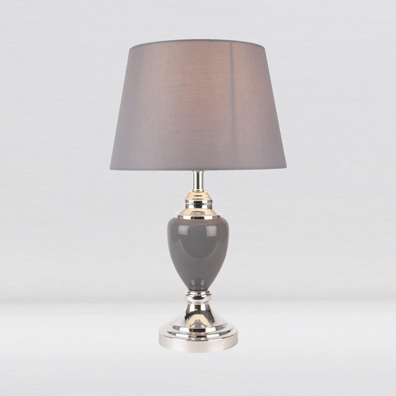 Petunia Table Lamp, Chrome/Grey, White