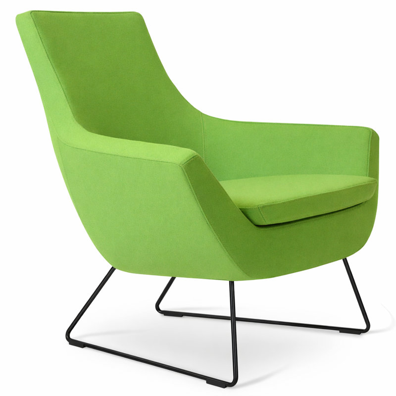 Rebecca Black Wire Lounge Chair, Pistachio Wool