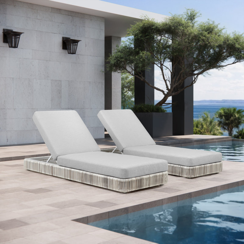 Tenby Poveromo Outdoor Metal Chaise Lounge, Ivory Driftwood