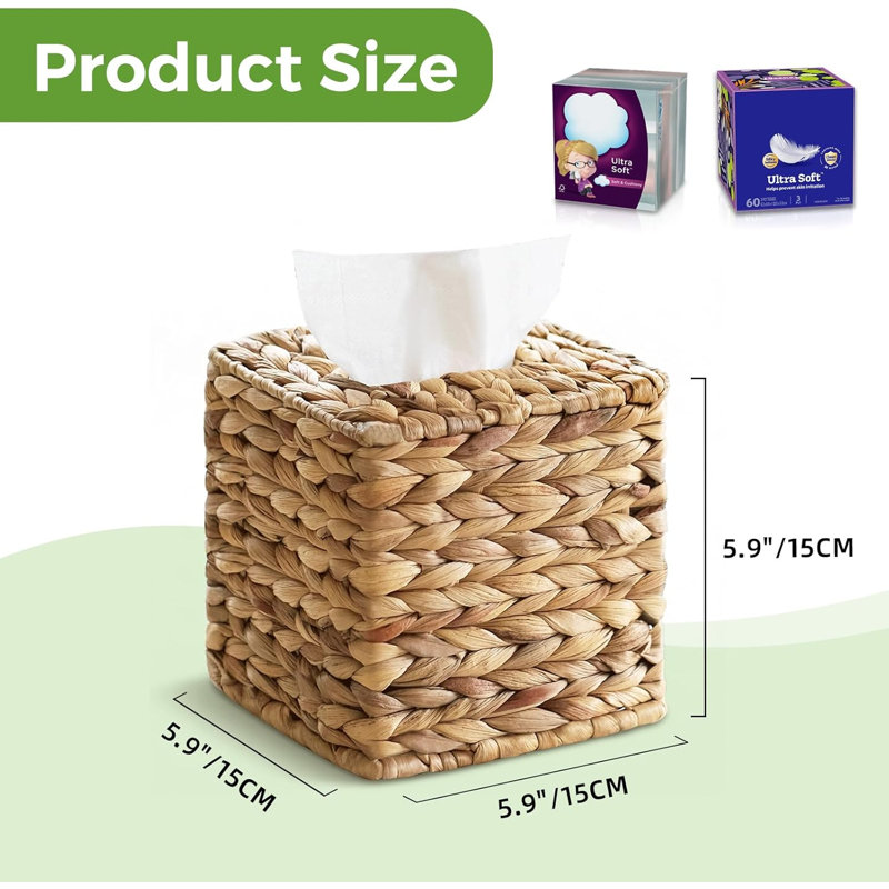 Square willow tissue box