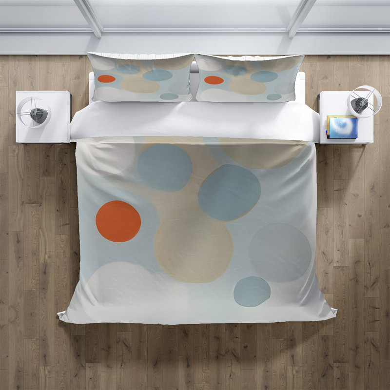 Abstract Duvet Cover, Twin Duvet Cover + 1 Queen Sham, Blue/Gray/Orange
