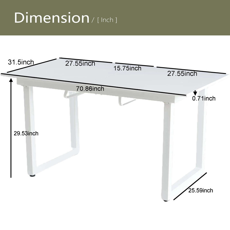 Table de salle à manger carrée extensible avec pieds en métal, table de cuisine moderne pour le salon, Blanc antique