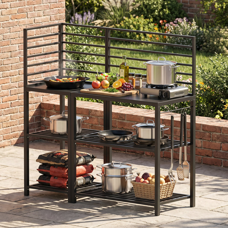 Ensemble de cuisine d'extérieur modulaire avec tablettes de rangement
