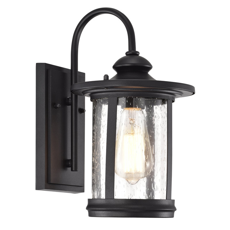 Luminaire de grange d’extérieur texturé noir à 1 ampoule doonans, H 13 po x l 7,5 po x P 9 po