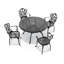 Ensemble de salle à manger de patio 5 pièces, table ronde de 48,03 po avec trou pour parasol et 4 fauteuils avec coussins beiges-2080033100-2080033101