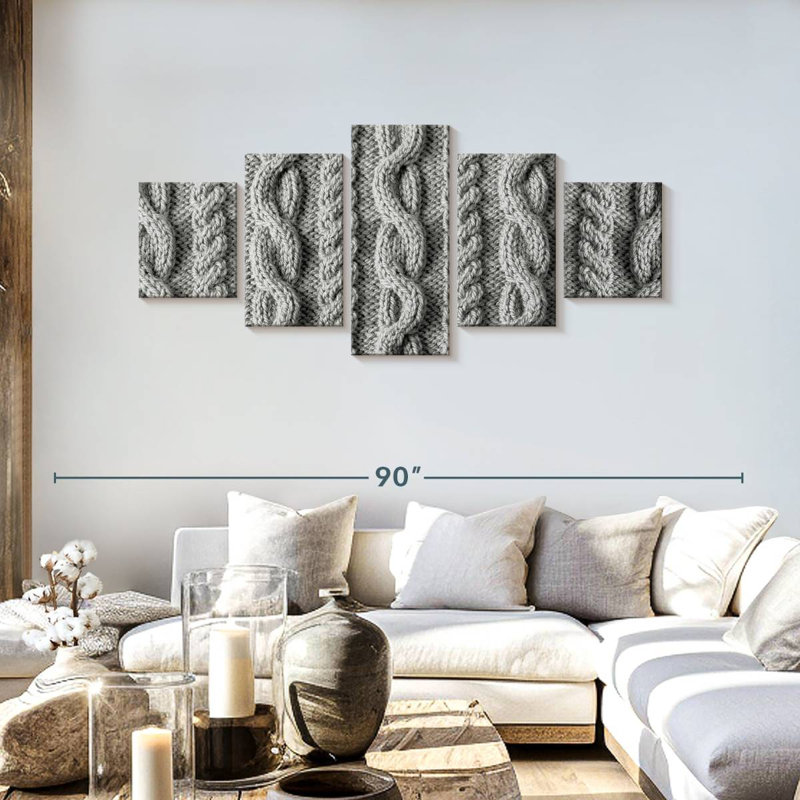 Grey Knitting, 30" H x 68" W