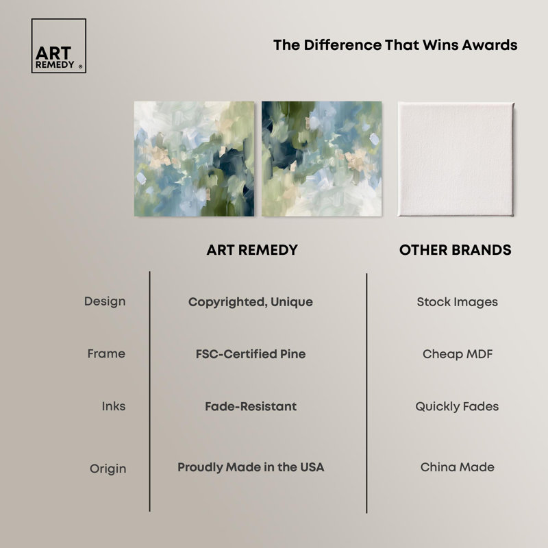 «Minted Brush Set Canvas» par Art Remedy, H 40 po x l 40 po, Toile tendue
