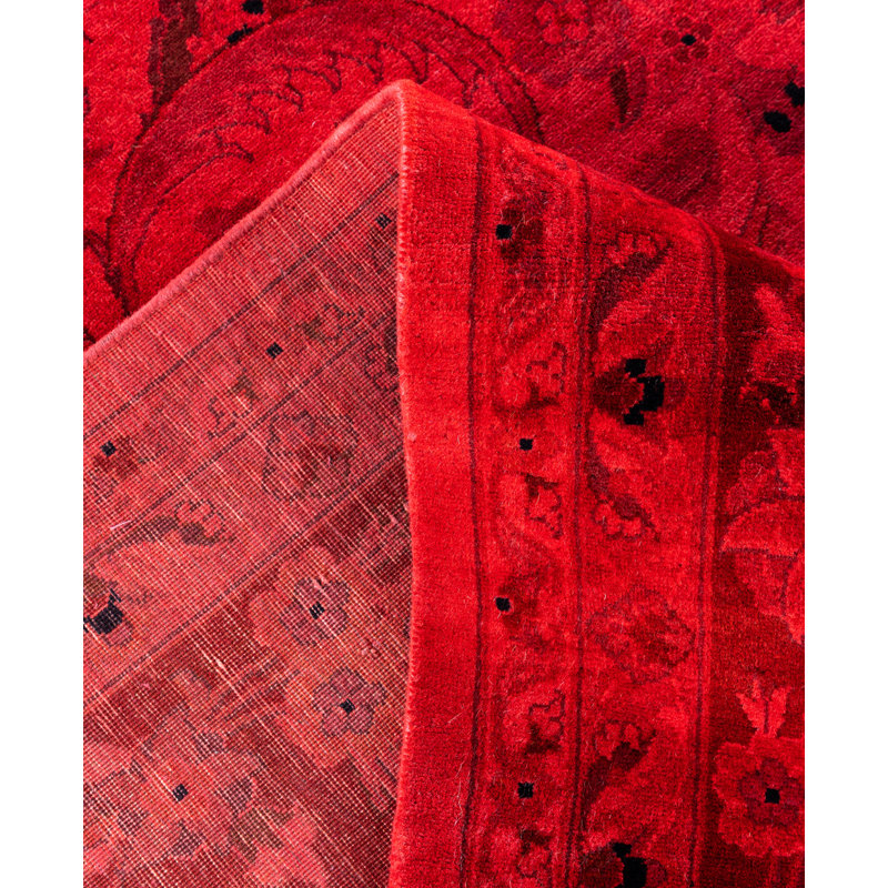 Overdyed Hand-Knotted Wool Modern-Contemporary Red Area Rug 10' 2" x 14' 4"