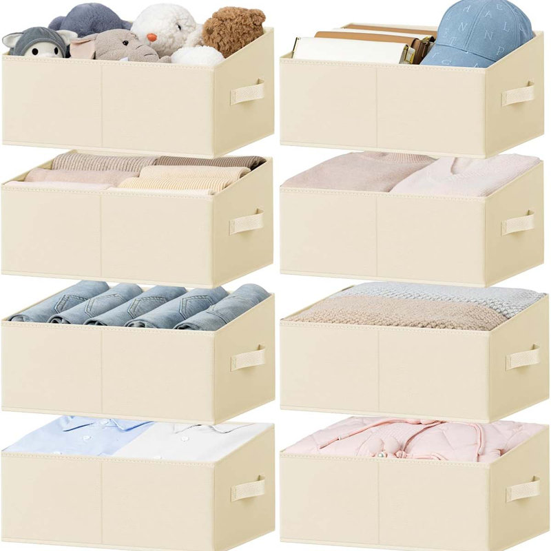 Bins Cube Storage Organizer - 8 Pack Fabric Trapezoid Storage Cubes For Bins And Baskets For Shelves Collapsible Non-Separating Trapezoidal Flared Cube Organizer