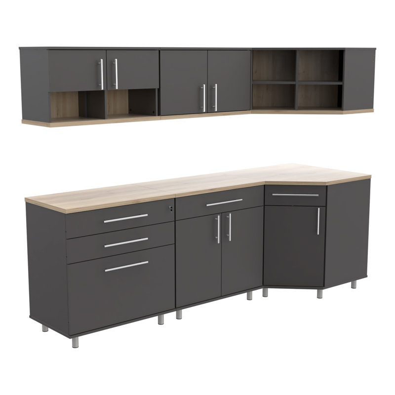 6 Piece Storage System, Dark Gray/Maple