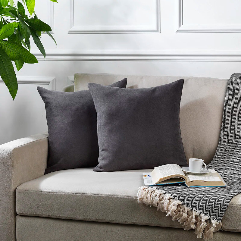 Housses de coussin décoratif, H 14 po x l 14 po, Gris