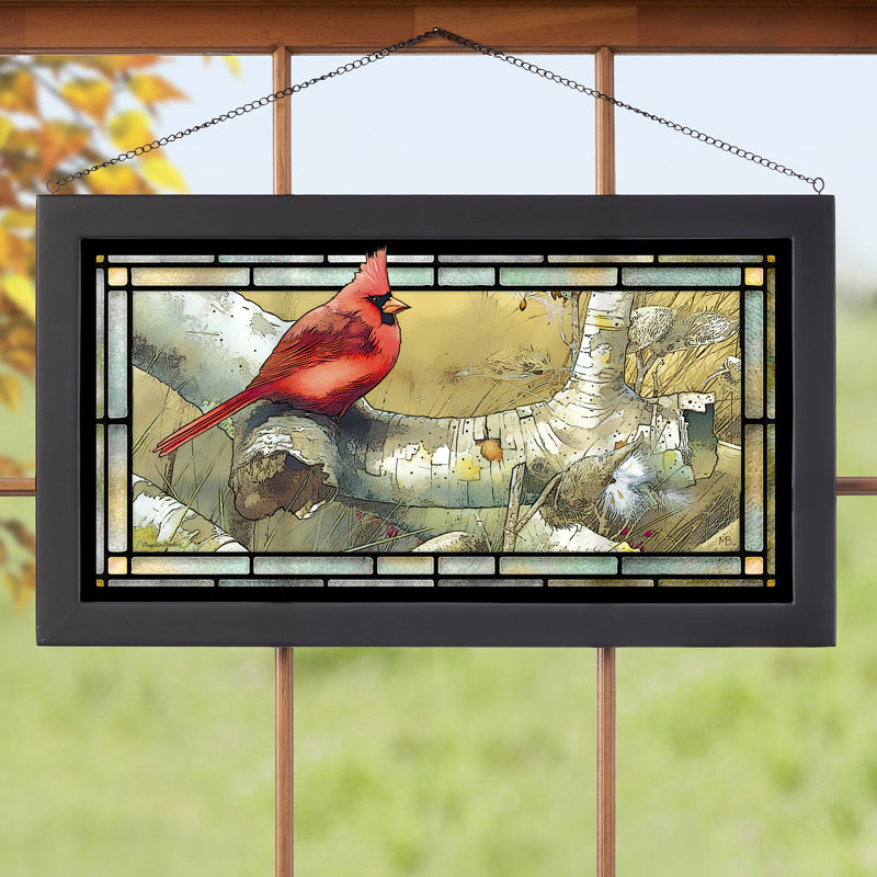 Panneau de fenêtre Cardinal on Fallen Birch