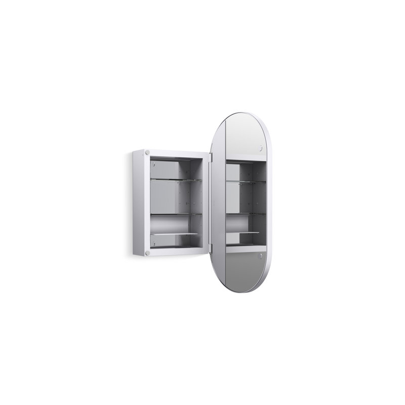 Verdera Capsule Framed Medicine Cabinet, Polished Chrome, 30" H x 15" W x 5.55" D