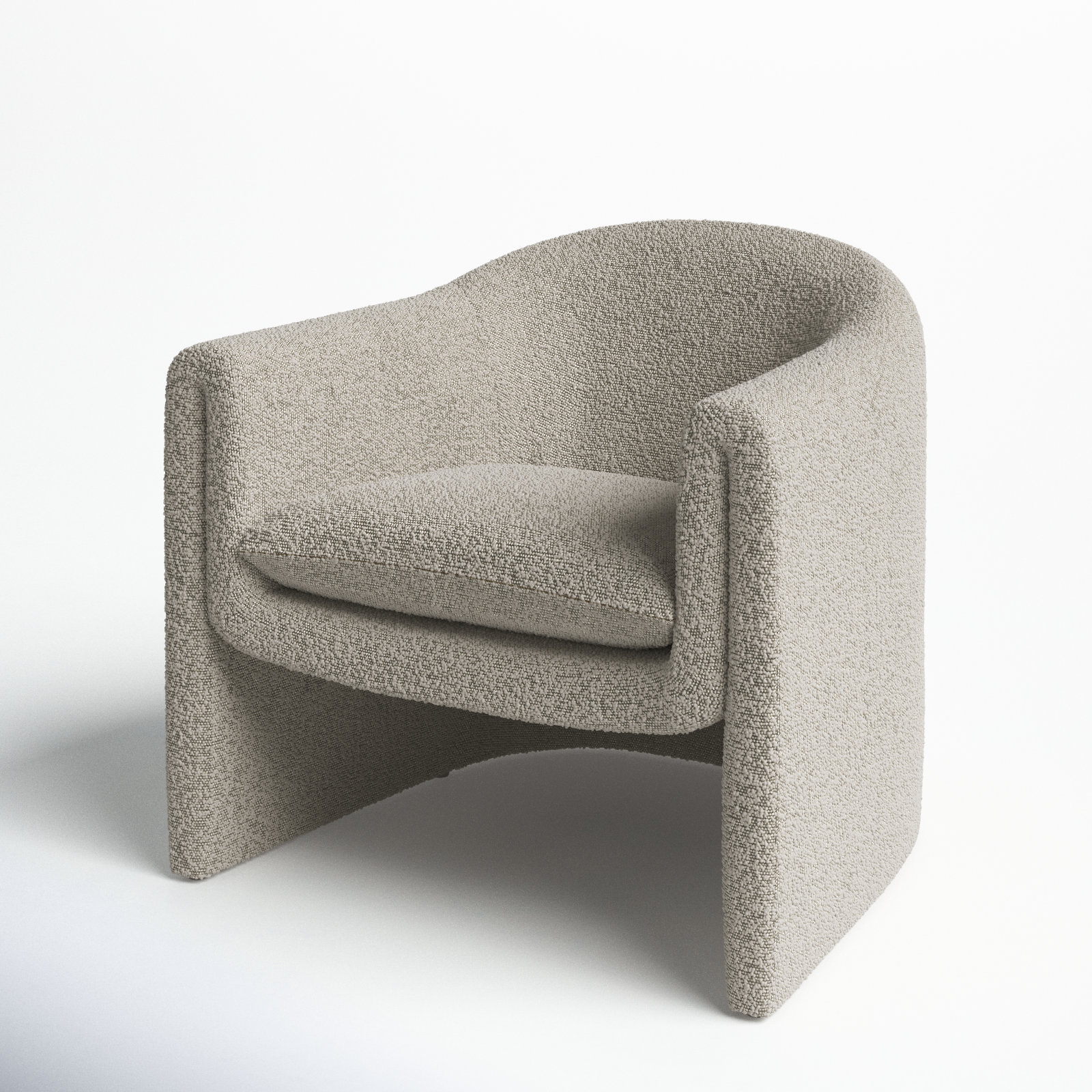 Pollman Barrel Chair, Light Grey Boucle