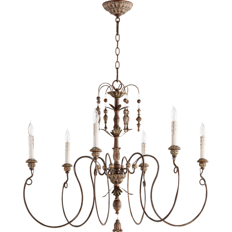 Lustre classique / traditionnel à 6 lumières de style bougie Solange