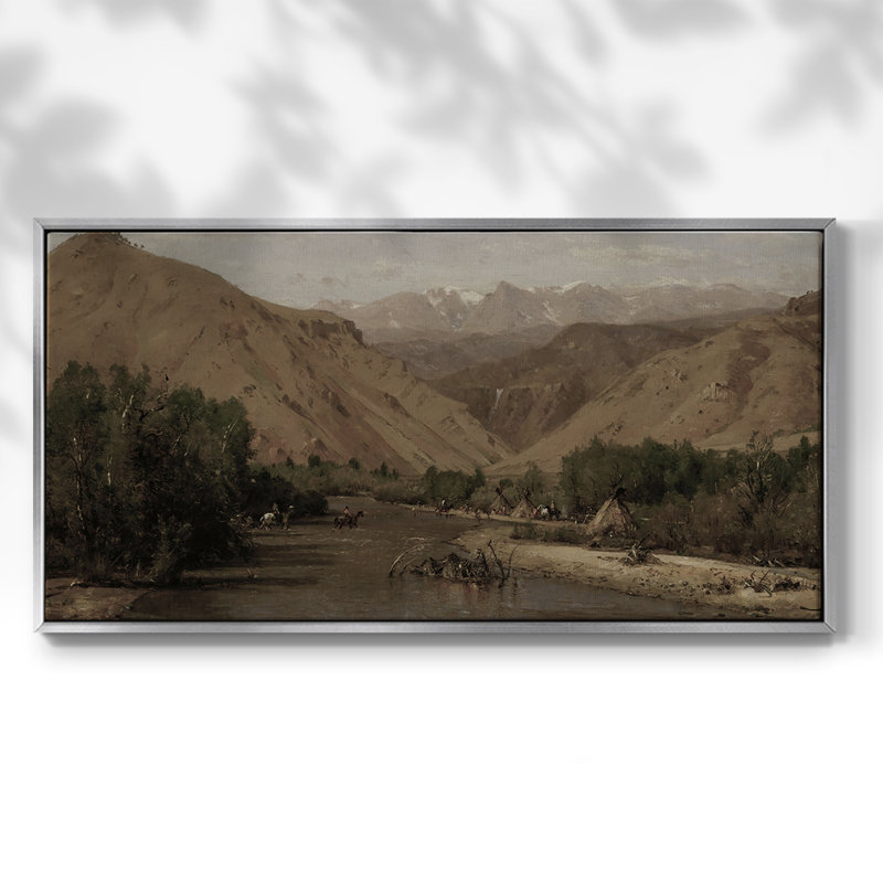 «Landscape Series» -CCCCVLV- Toile tendue avec châssis tendue, prête à être accrochée, H 21 po x l 41 po, Argent argent