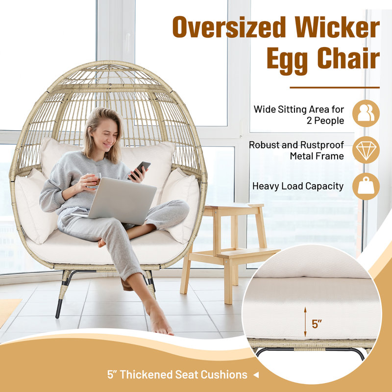 Chanakya Egg Chair with Stand, Brown/Beige
