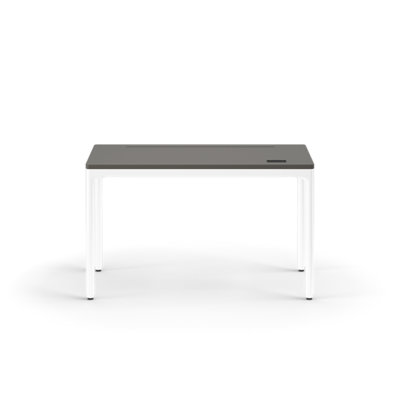 eFloat Quattro, bureau assis-debout avec base en carbone, plateau en bois peint au carbone et passe-câbles en cuir de salzburg