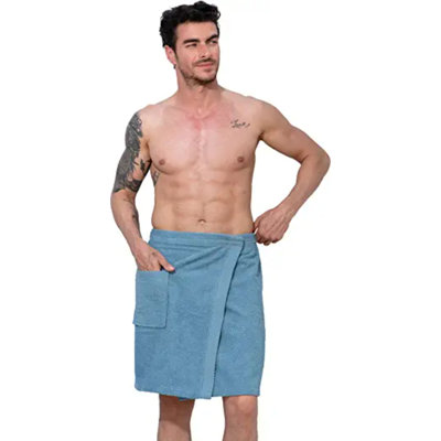 Men’s Spa Bath Towel Wrap - 100% Turkish Cotton Body Shower Wrap With Adjustable Closure