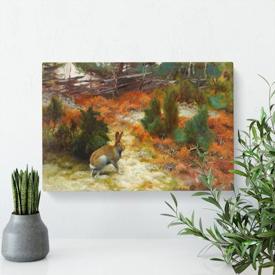 Hare Rabbit by Bruno Liljefors - Wrapped Canvas