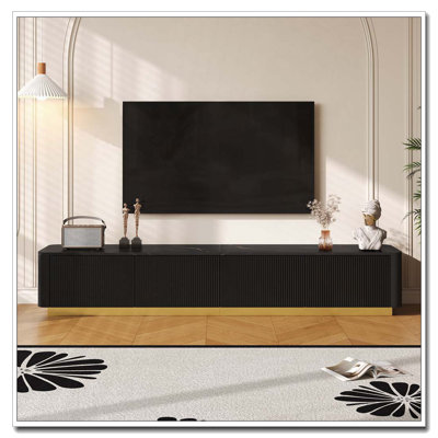 TV Stand for TVs Up to 85", Faux Marble Tabletop Media Console with 4 Drawers