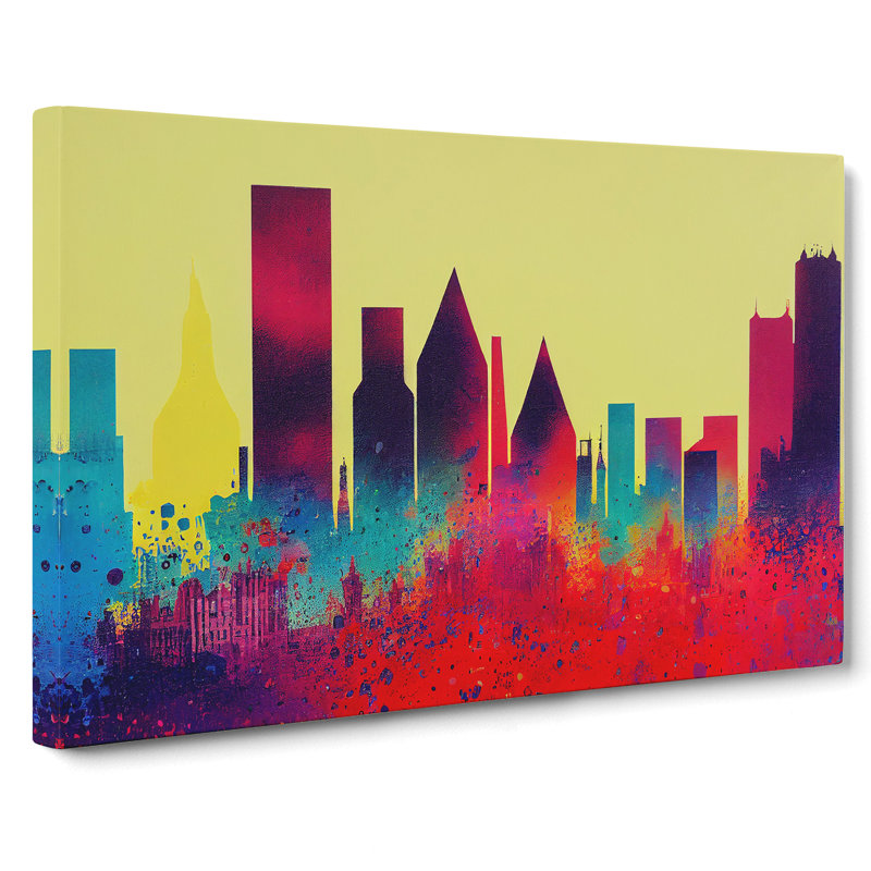 Splashed Skyscraper Skyline Vol.7 Abstract - Wrapped Canvas, 50cm H x 76cm W x 3cm D