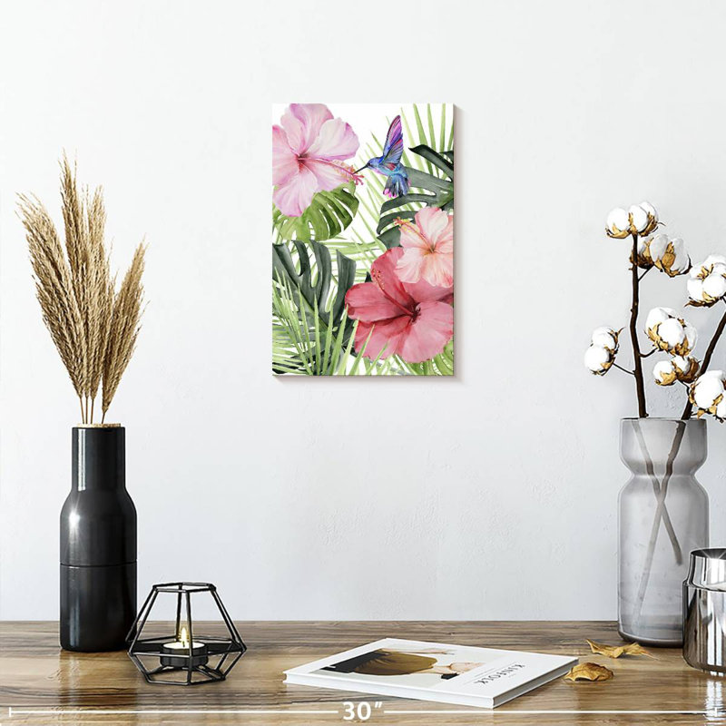 Hibiscus et colibri Harnek I, H 12 po x l 8 po