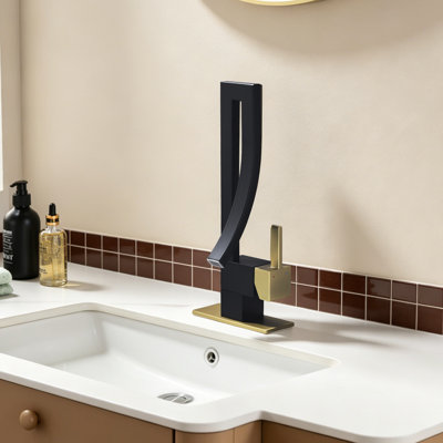 Single Handle Bathroom Faucet With Deck Plate For 1 Hole Or 3 Holes Sink