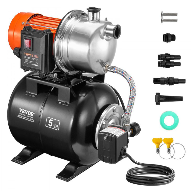 Pompe 1,6 litre à puits peu profond avec réservoir sous pression et pompe d'appoint 1320GPH