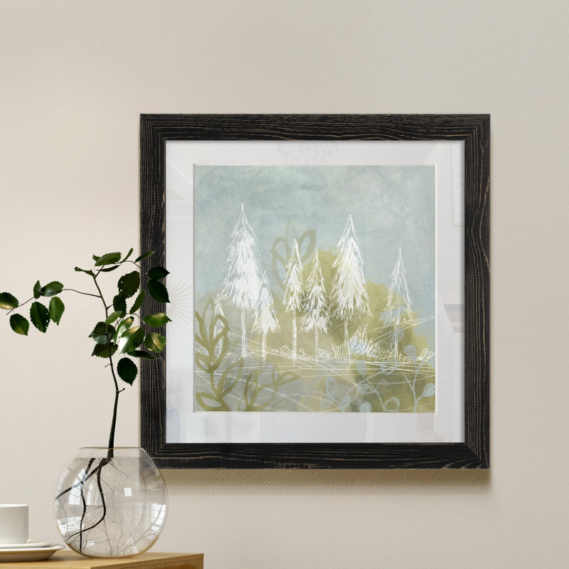 Collage d’arbres, reproduction d’art sur papier encadrée, H 17 po x l 17 po x P 1,5 po, Cadre noir