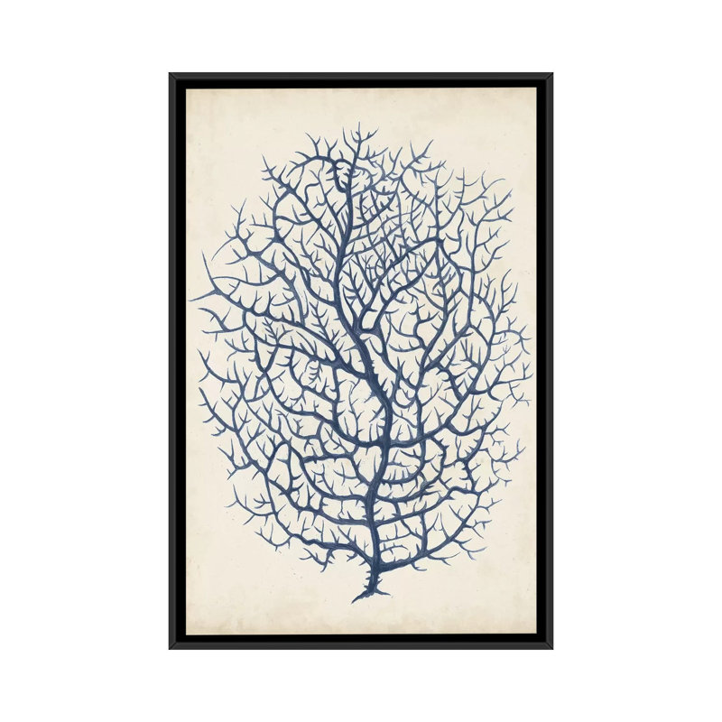 Indigo Coral I par Vision Studio - Estampe numérique sur toile tendue avec châssis, H 26 po x l 18 po x P 1,5 po