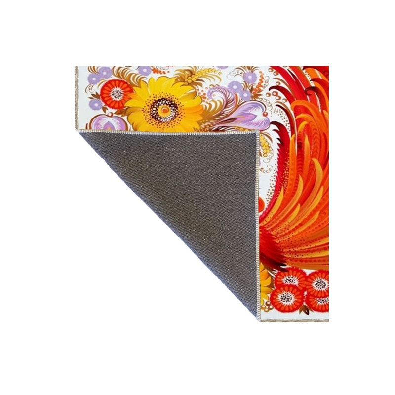 Tapis orange lavable décoratif floral moderne orange, Sous-tapis rectangulaire de 3 pi 3 po x 4 pi 11 po