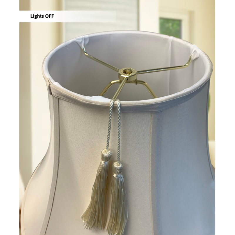 Eggshell Linen Bell Lamp Shade with Tassels, 12" Height
