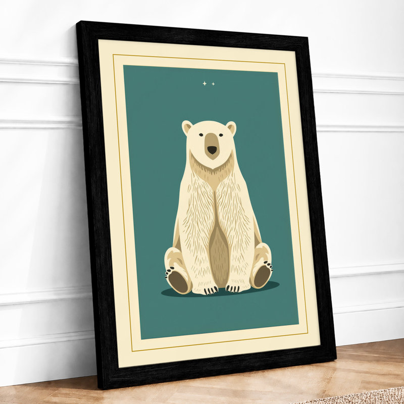 Gentle Bear Modern - Framed Print, A2 - 59.4 x 42.0 cm, Black