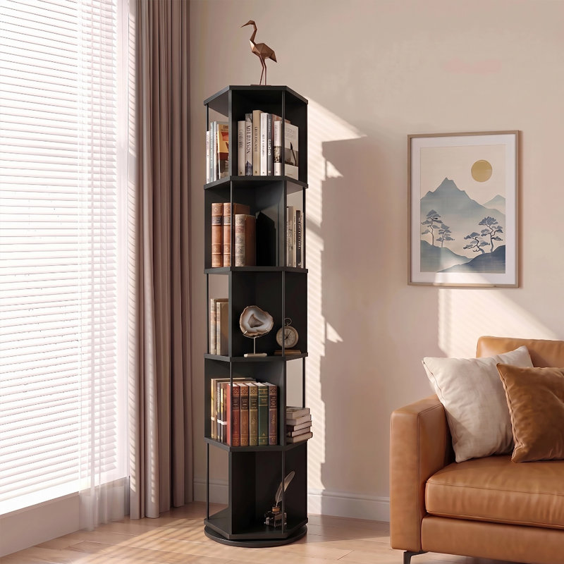 Bibliothèque rotative à 5 niveaux et à 360°, Noir