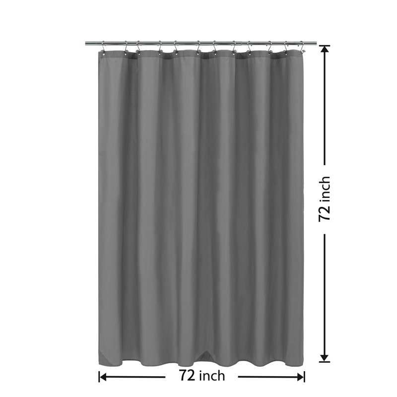 Doublure de rideau de douche simple en tissu imperméable avec aimants Kidd, Gris, H 72 po x l 72 po