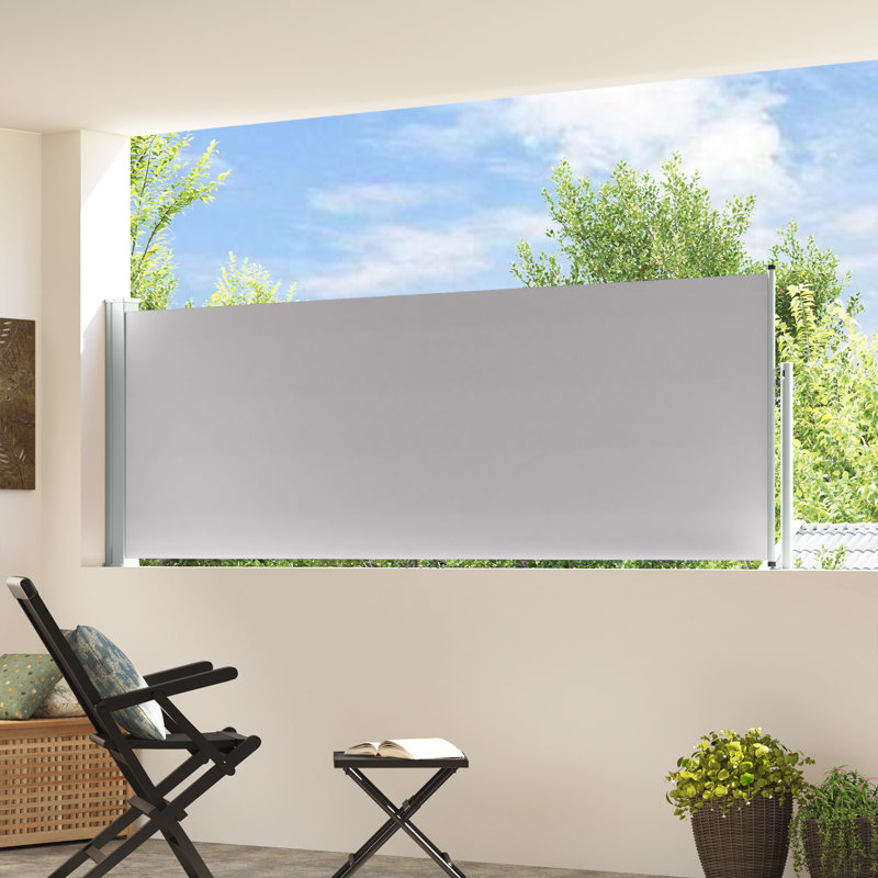 Polyester Cover Retractable Patio Awning, Gray, 39.4" H x 118.1" W
