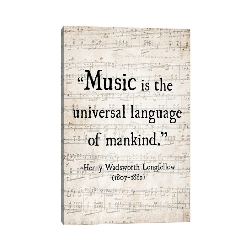 «Music Is The Universal Langage» par Debbra Obertanec - Art textuel sur toile tendue, H 18 po x l 12 po x 1,5 po