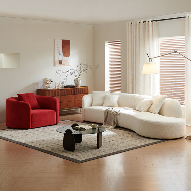 Un canapé à trois places 125,98 po revêtu de chenille blanche enneigée, H 27,56 po x l 125,98 po x P 39,37 po