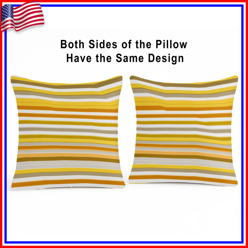 Yellow Stripes Throw Pillow, Pattern Double Sided Pillows, 16 x 16 inches