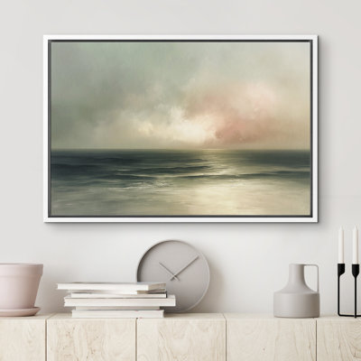 Green Coastal Brach Ocean Framed Bedroom Wall Decorations Canvas Print