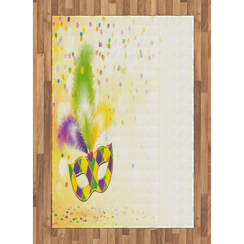 Mardi Gras High Density Long Fiber Poly Threads Decorative Area Rug Carpet, Rectangle 4' x 5'8"