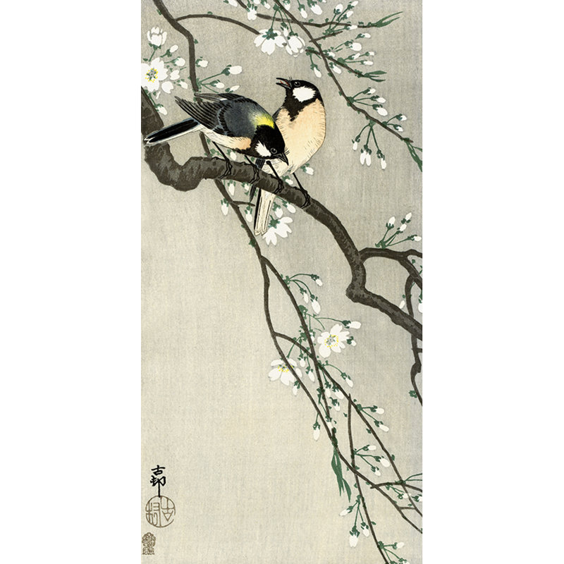 Tits On A Cherry Branch - Wrapped Canvas Print